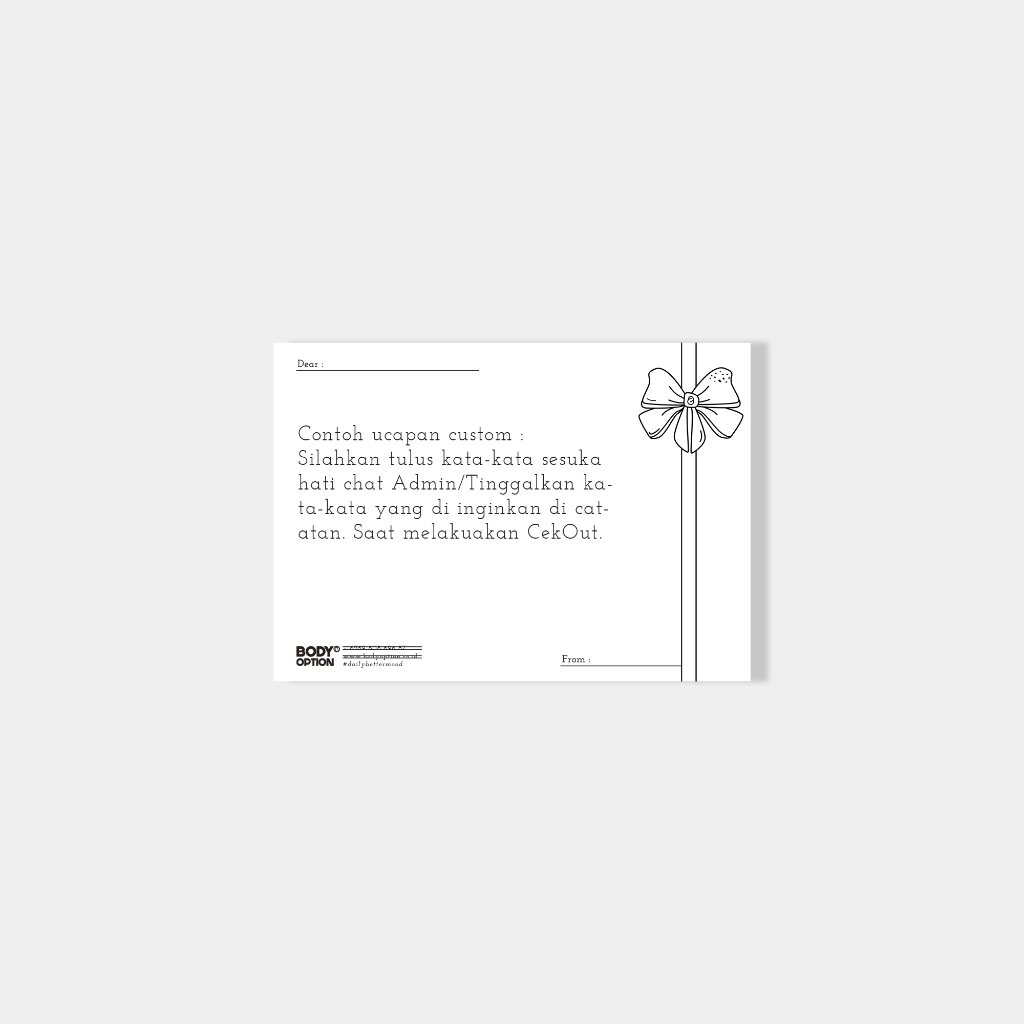 

bodyoption ucapan custom / tulis sendiri