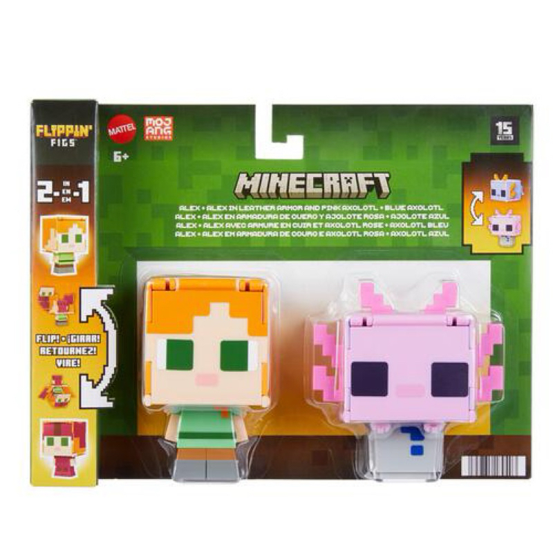 Minecraft Flippin Figures 2-Pack Alex & Axolotl / MAINAN FIGURE MINECRAFT