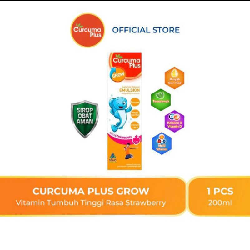 ￼Curcuma plus grow emulsion suplemen/Vitamin anak untuk pertumbuhan dan nafsu makan anak rasa orange