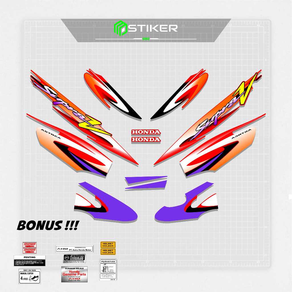 STRIPING STICKER STOCK DECAL STIKER HONDA SUPRA V TAHUN 2002 OLD / LIS SUPRA X LAMA / SUPRA FIT LAMA