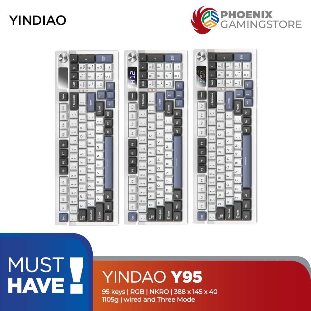 Yindiao Y95 Wireless/Wired Mechanical Keyboard RGB with Screen and Knob