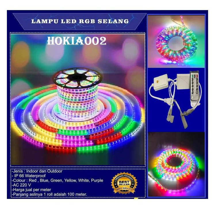 LAMPU LED STRIP SELANG 100M RGB MERAH PUTIH  FREE 3 SOKET RGB 2835 220V WATERPROOF