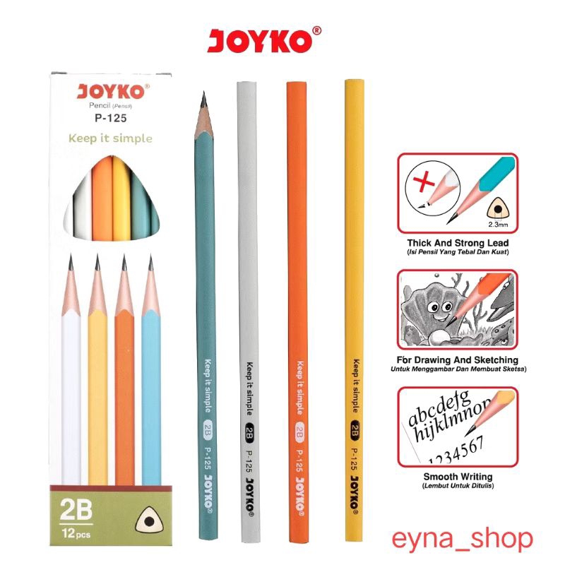 

pensil joyko 2B P-125 4 (1 biji)/ joyko pensil/ pensil ecer