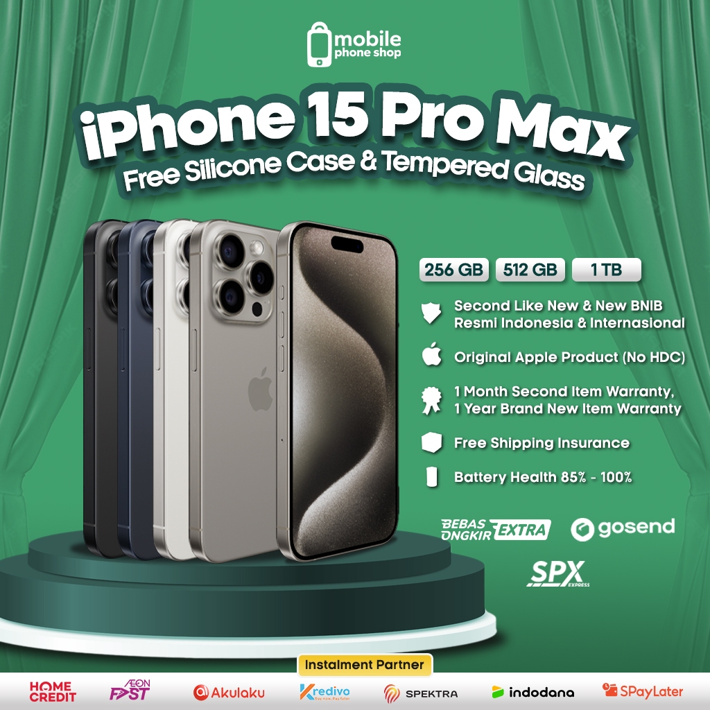 IPHONE 15 PRO MAX 128GB 256GB 512GB - SECOND 99% LIKE NEW & RESMI!