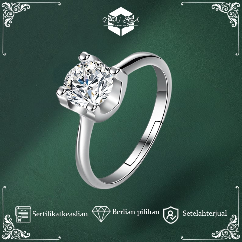 DIN LUD Cincin perak Cincin Wanita Cincin Titanium Wanita Berlian Perak S925 1 Karatcincin asli BTJZ