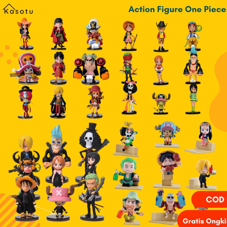 KODE J72R Action Figure Figur Pajangan Miniatur Anime One Piece Set Luffy Zoro Sanji Figma Ace Wano 