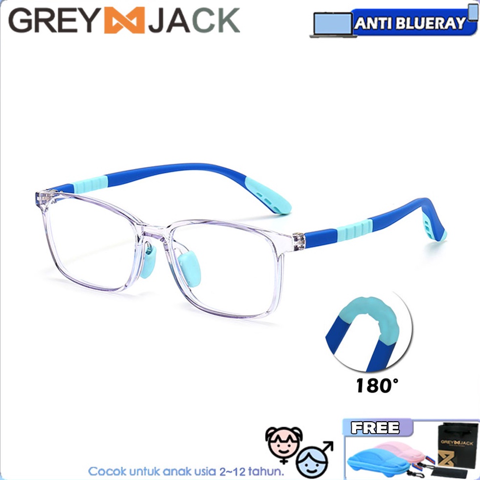 KODE V24C Grey JackKacamata ANAK Anti radiasi Blueray komputer HP TV TR9 ringan lentur nyaman model 