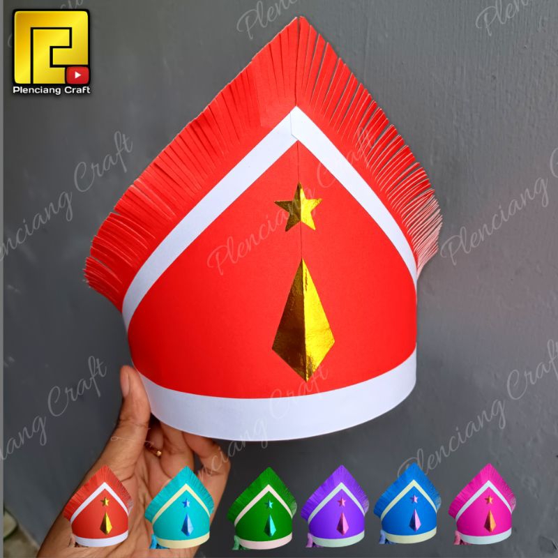 [Tp.A] Topi Runcing Adat Aceh mahkota tari karnaval Handmade bahan kertas karton