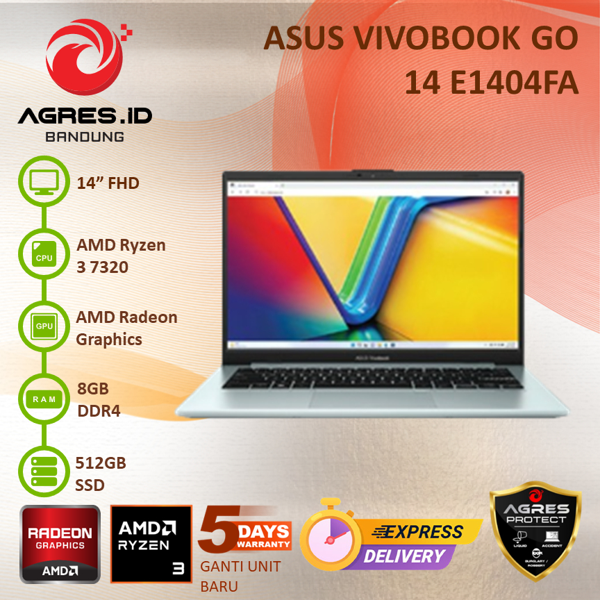 ASUS VIVOBOOK GO 14 E1404FA RYZEN 3 7320 8GB 512GB 14.0 FHD