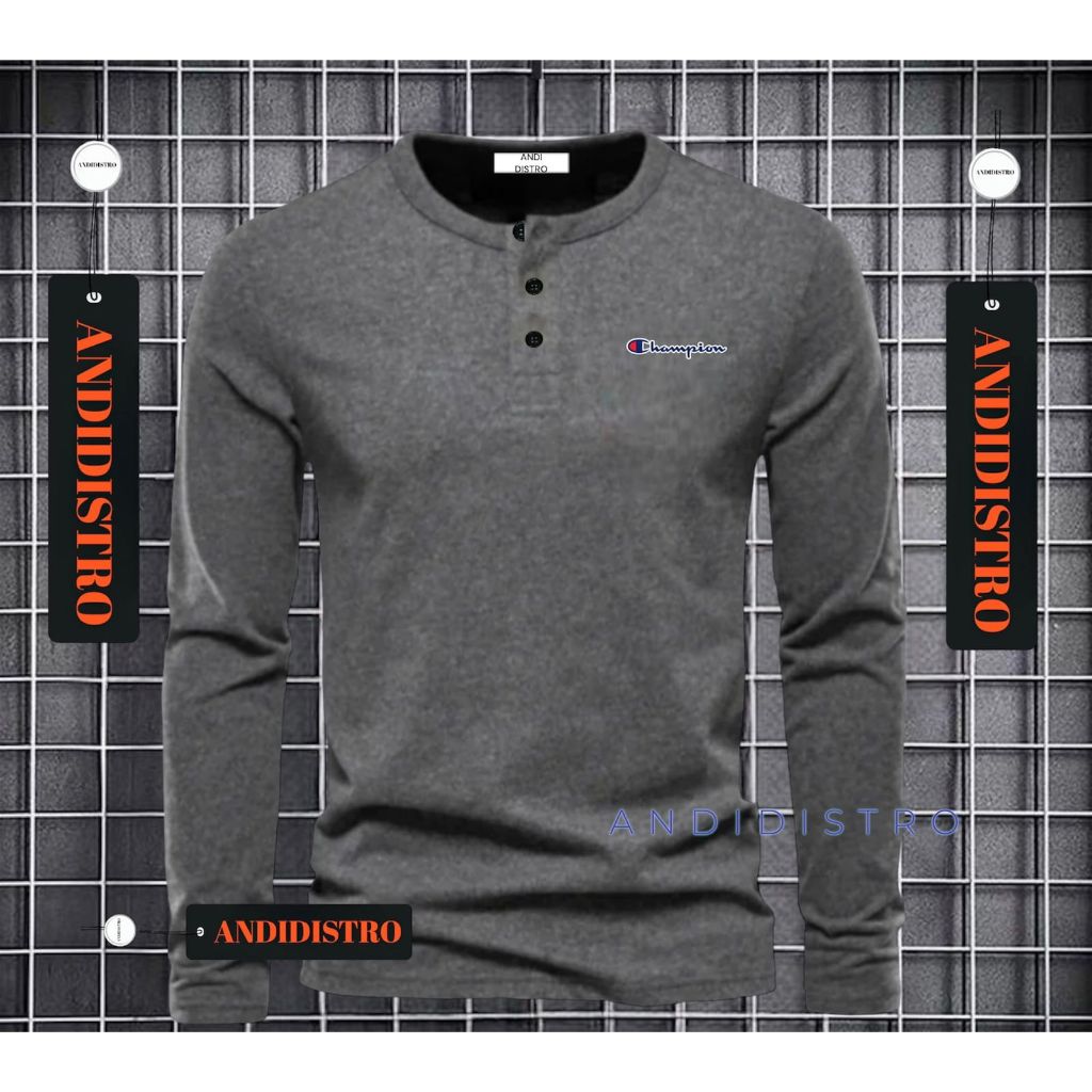 KAOS KANCING LENGAN 3 DEPAN PANJANG PRIA TERLARIS/KAOS KANCING  LENGAN PANJANG