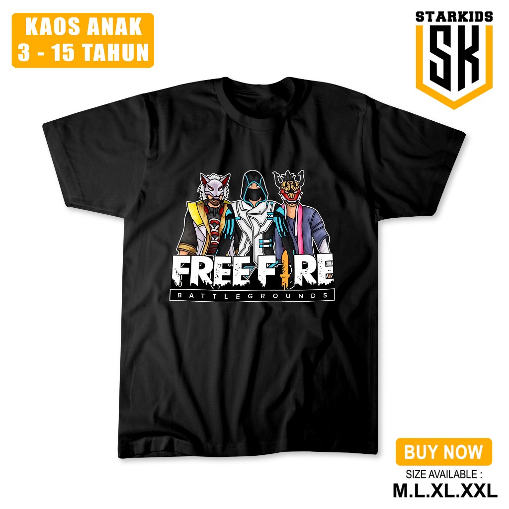 Bobomia Kaos Anak Free Fire FF Gaming Booyah | Baju Distro Anak Bayi Remaja Laki-Laki Perempuan (3-1