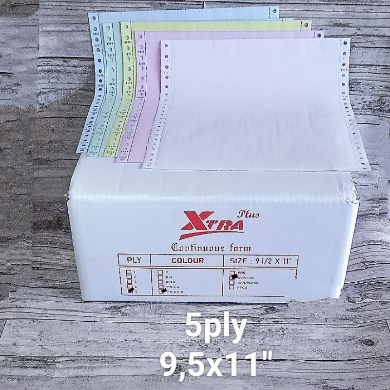 

Kertas Continuous form 5ply 250sets 9.5x11inch tanpa pembagian