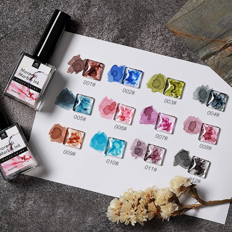 AS MORANDI - Marble Ink Blooming Marble Gel - 12 Colors - Kutek Marble Watercolor