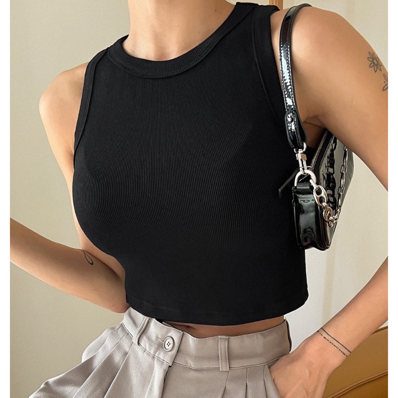 KODE V59T Rib Tanktop Crop Top  baju wanita korea  crop top korea