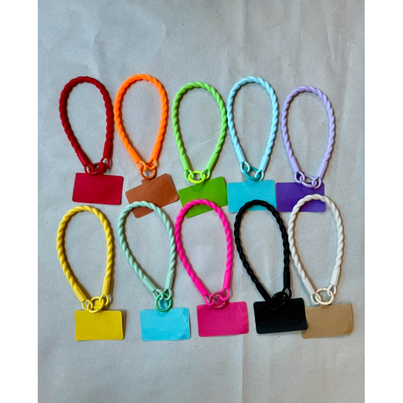 Tali Lanyard Pendek karet Warna Stabilo Phone strap mini Tali gantungan gelang HP handphone antihila