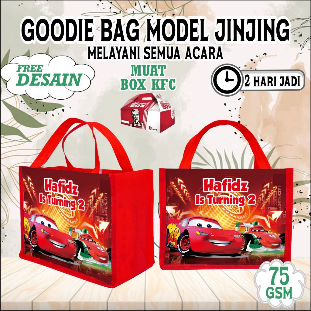 

TAS CARS MUAT KFC/tas ultah/tas ulang tahun anak/tas ultah anak custom nama/goodie bag