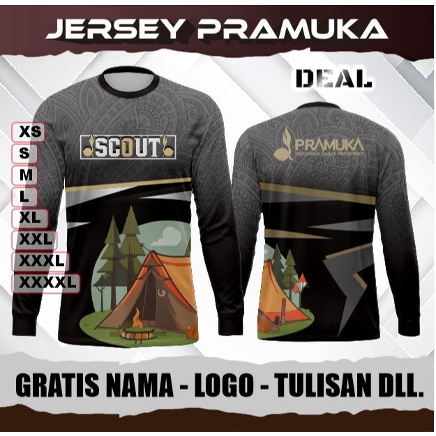jersey pramuka kaos pramuka printing custom gratis nama logo tulisan dll