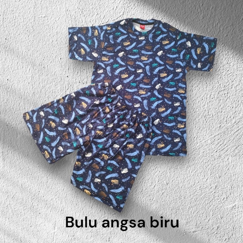 set celana pendek kaos bulu angsa dewasa