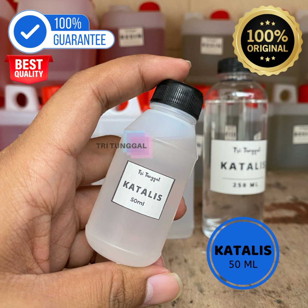 Katalis Ukuran 50ml Pengeras Resin Hardener Cairan Bening Catalis Fiber Bottle Transparan Kimia Seny