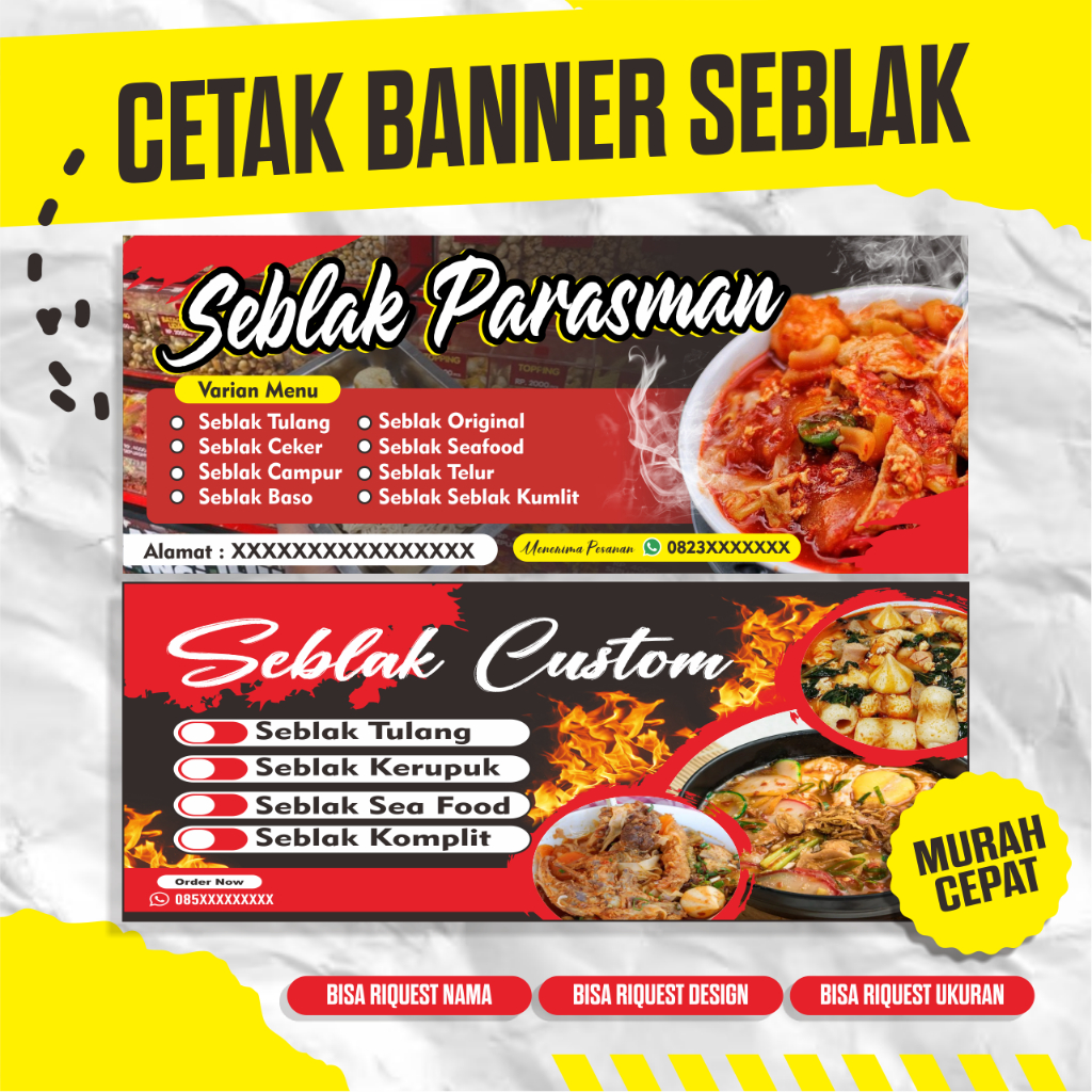 Banner Seblak Parasman Bisa Ganti Nama Dan menu