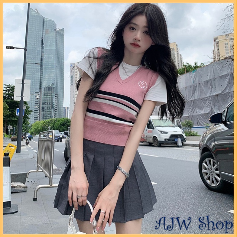 KODE M1B5 AJW Vest Rajut Wanita Import Kekinian Model Korean Style HAM  Rompi Rajut Wanita Korean St