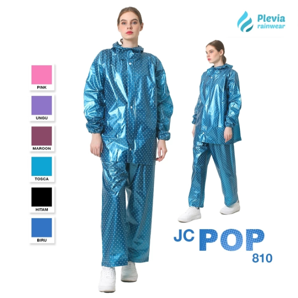 Jas Hujan Mantel Hujan Jaket Celana Pop Polkadot 810 Plevia Mantel Mantol Pria Wanita Dewasa Polkado
