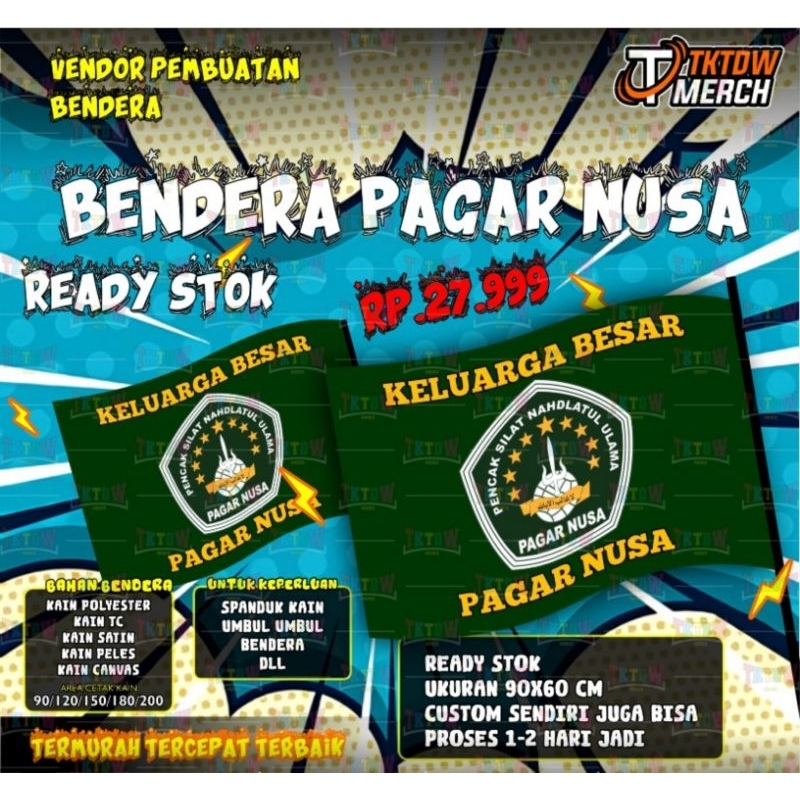BENDERA PAGAR NUSA ( LOGO HIJAU ) READY STOK DAN CUSTOM DESAIN