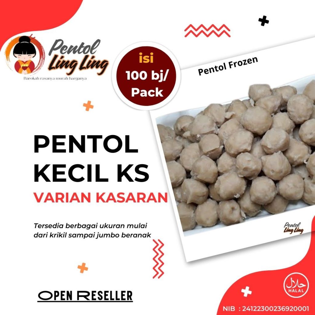 

Pentol KS Varian Kasar/Bakso Ayam mix Sapi/isi 100biji per kemasan