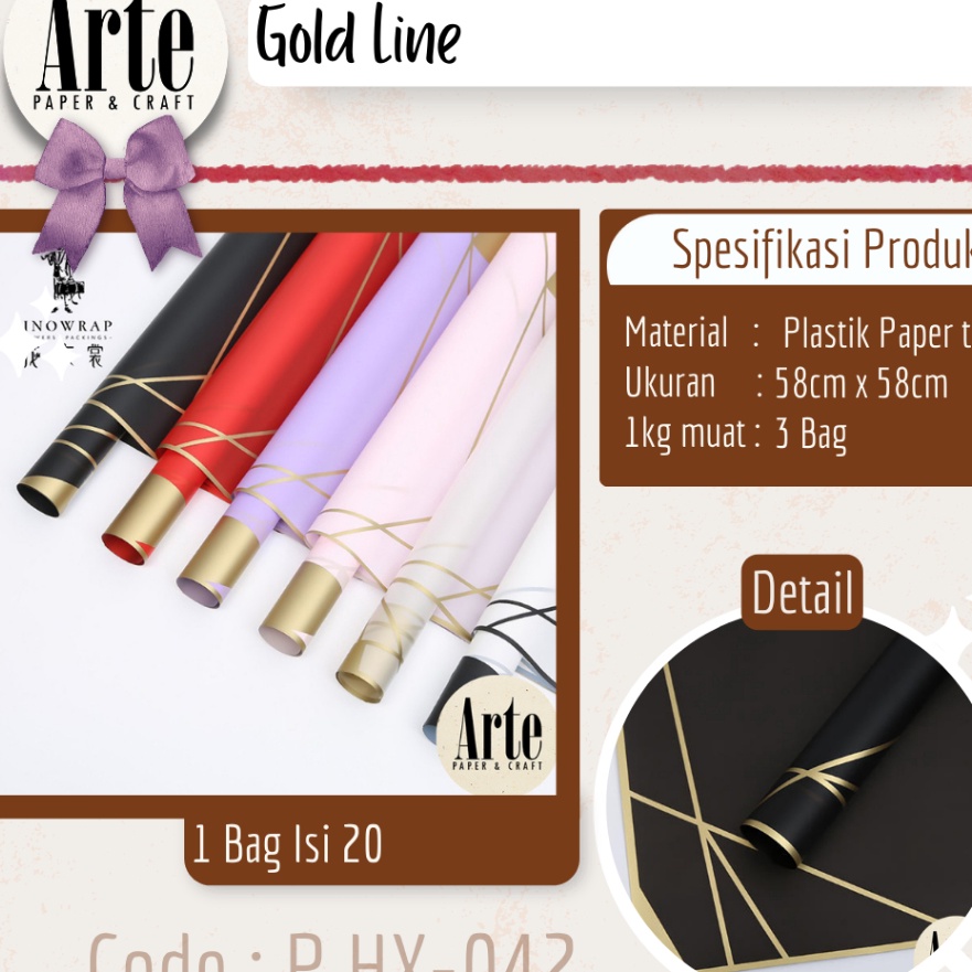 

Limit 2 Lembar Cellophane Gold Line Kertas Buket Korea Bunga Flower Wrapping Paper Kado Arte Grosir Jakarta PHX42