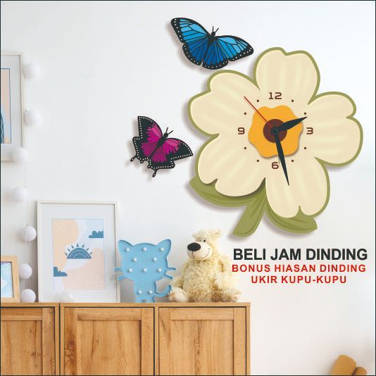 Jam Dinding Ukir Bunga Matahari Hiasan Ruang Tamu Kamar Tidur