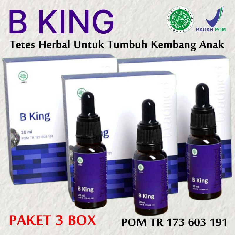 B King Bking Kemasan Terbaru Tetes Herbal Untuk Anak Sehat Cerdas & Aktif [ Paket 3 Box @20 ml ]