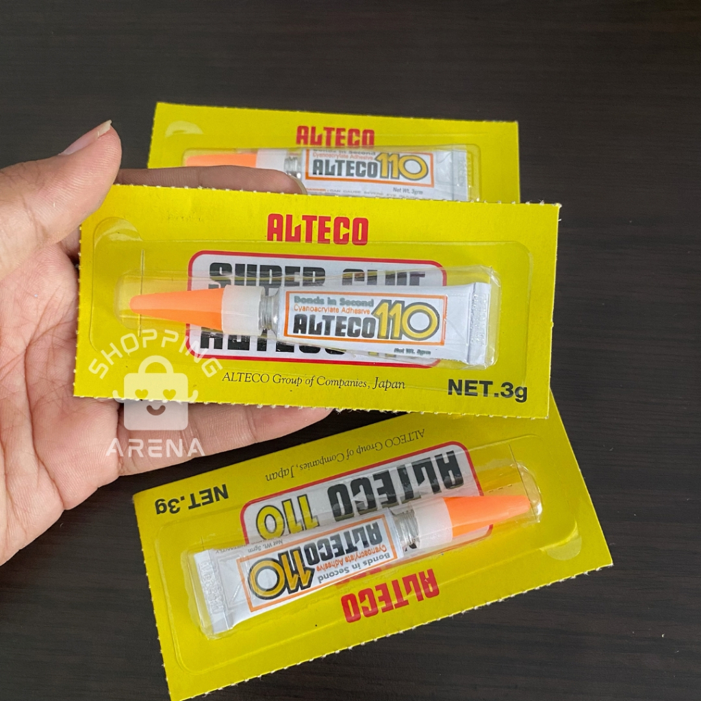 

Lem ALTECO 110 3gr Super Glue Kuat Bening Perekat Serbaguna Made in Japan Plastik Karet Kayu Keramik Sepatu Sol Putty Tambal Screen Plastic Rubber Wood Ceramic Shoes Soles Multiguna Multifungsi Keras Lekat Lengket Rekat Tempel Alteko Perekat Art Malang