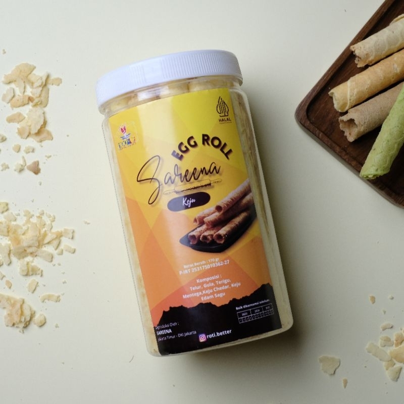 

Cemilan Sehat Sareena Egg Roll Kemasan Toples, Halal, PIRT