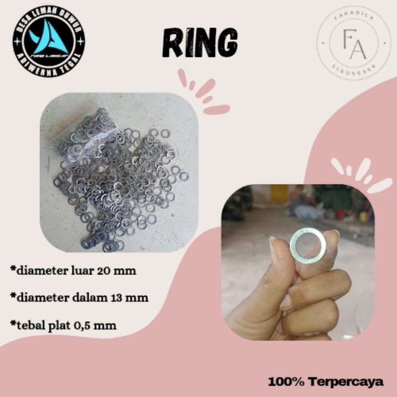 Ring plat besi diameter 20mm,lubang 13mm,tebal 0,5mm