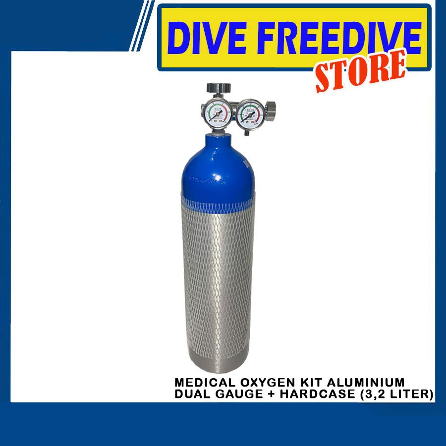 Tank Medical Oxygen O2 Kit Portable 3,2 Liter Aluminium Set Tabung Oksigen Darurat 3,2 L Tangki Nafa