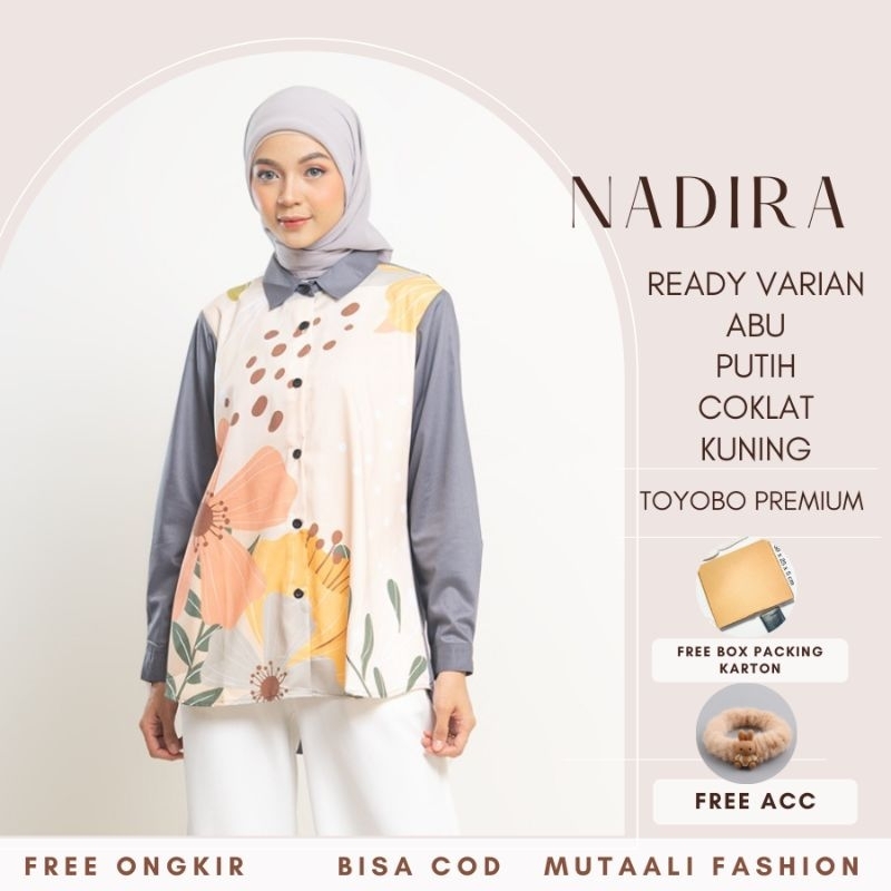 Kemeja Wanita Motif Bunga Bahan Toyobo Premium Model Nadira Terbaru By Ameela.KL