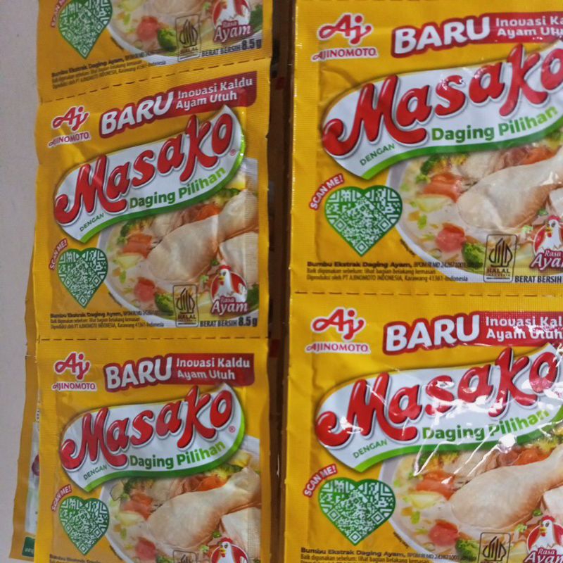 

Masako bumbu kaldu rasa ayam 1 renteng isi 10