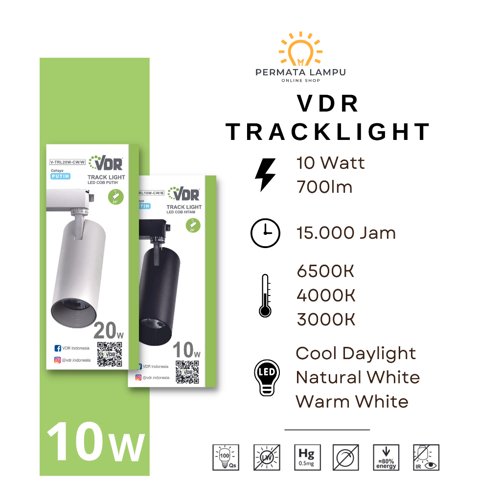 LAMPU TRACKLIGHT VDR 10W / 20W / 30W