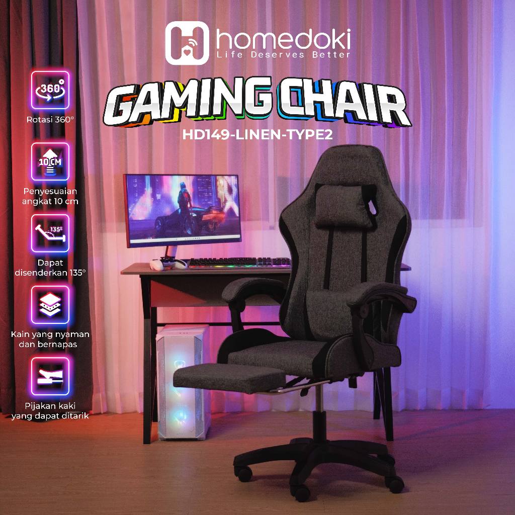 Homedoki Kursi Gaming/Kursi Komputer/Kursi Kantor / Kursi Kerja / Kursi Belajar / Kursi Santai / Kur
