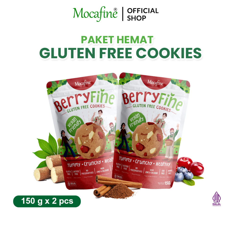 

[Paket Hemat] MOCAFINE Cookies Berryfine - Gluten Free - Egg Free - Dairy Free - 2 pcs - 150 gr