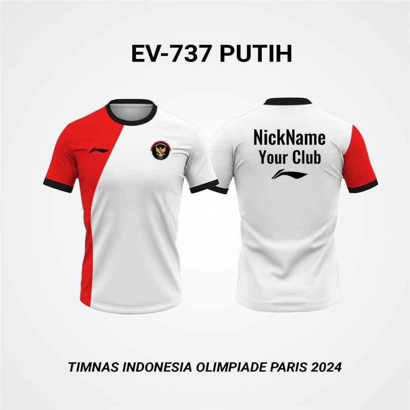 kaos ev-737 timnas indonesia baju badminton bulutangkis dewasa dan anak anak atasan olahraga