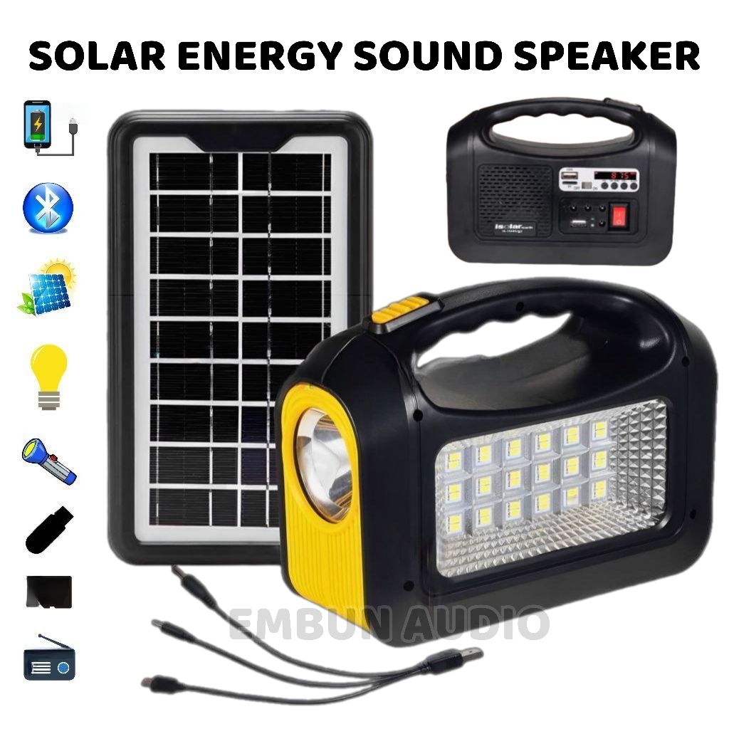 Solar Light Lampu Panel Surya VDR V-1588S-U Multifungsi USB/Baterai/Senter Speaker Bluetooth Dengan 
