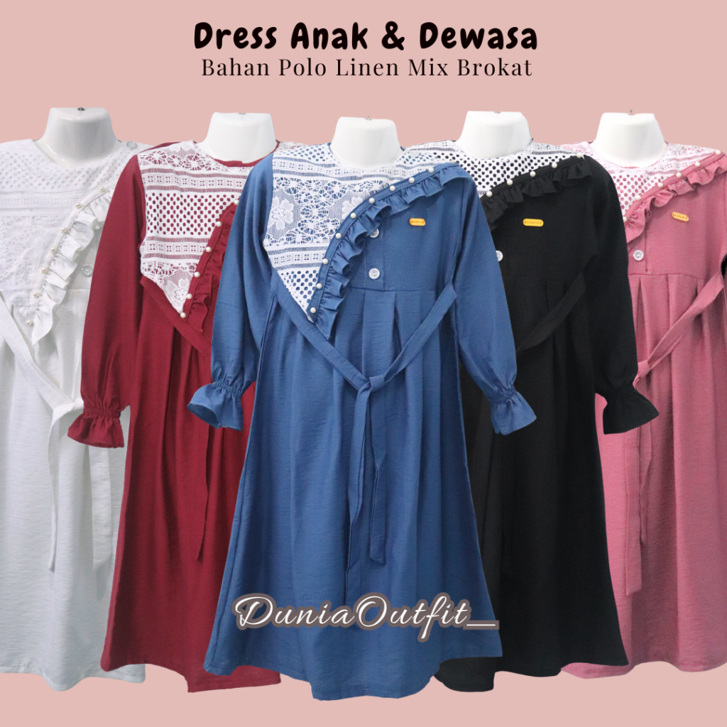 DRESS ANAK TERBARU - DRESS DEWASA - BROKAT - POLO LINEN - KONDANGAN