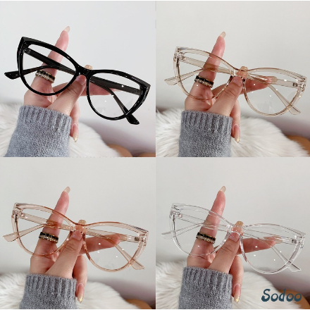 Kacamata Cat Eye Korea Anti Radiasi Retro frame Kacamata Biru Tahan Cahaya Kacamata transparan Wanit