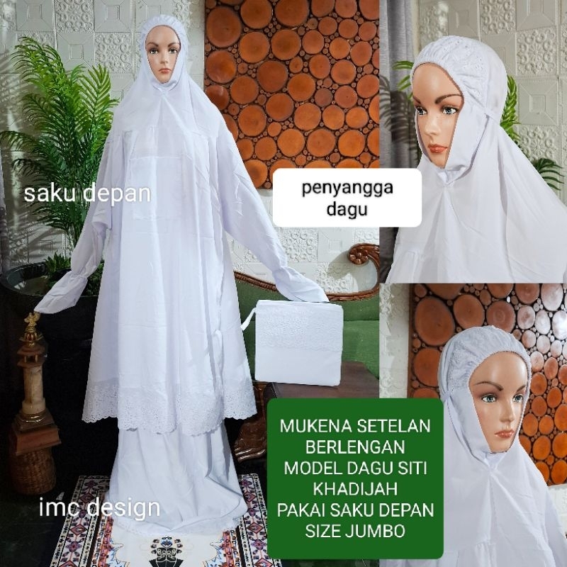 mukena setelan berlengan model dagu siti khadijah size jumbo
