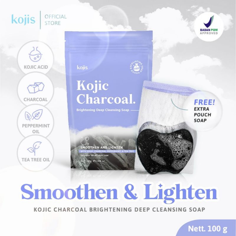 KOJIC CHARCOAL BRIGHTENING DEEP CLEANSING SOAP 90 G 2 PCS GLOW SOAP KIYOKO PHYLLIA BEAUTY SOAP BPOM 