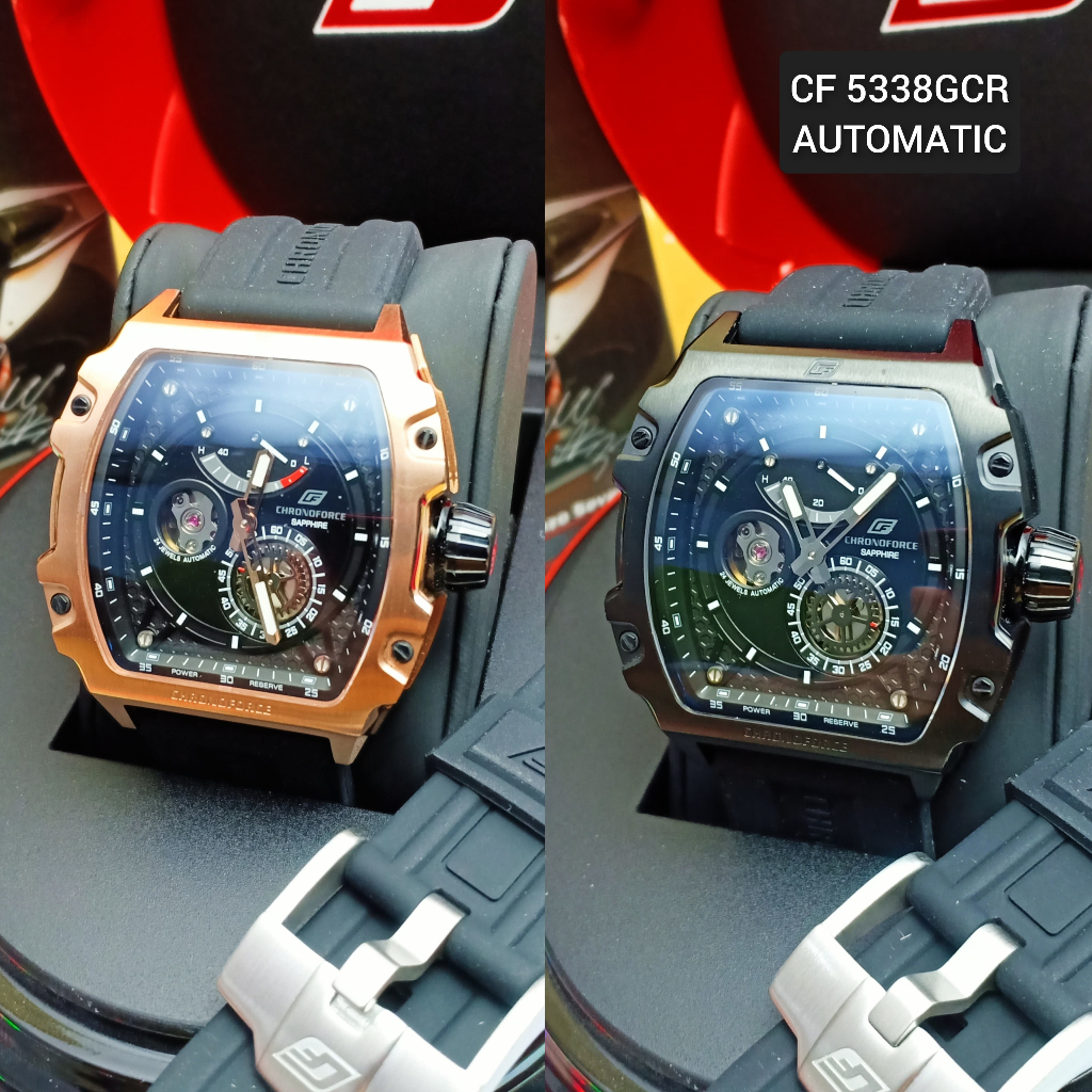 CHRONOFORCE JAM TANGAN RUBBER PRIA AUTOMATIC CF 5338 GCR ORIGINAL GARANSI RESMI