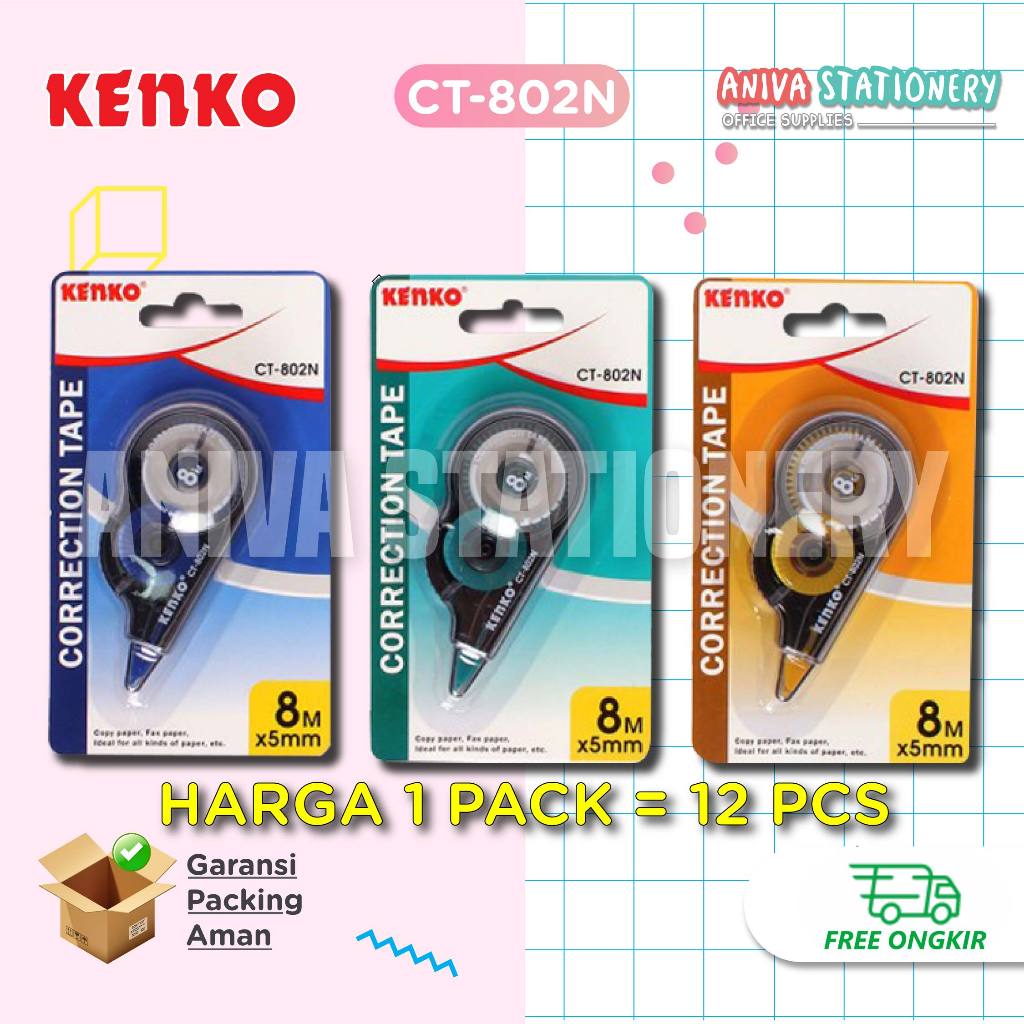

KENKO CT-802N TIP EX KERTAS CORRECTION TAPE ISI PANJANG 5mm x8m (1 PACK = 12 PCS)