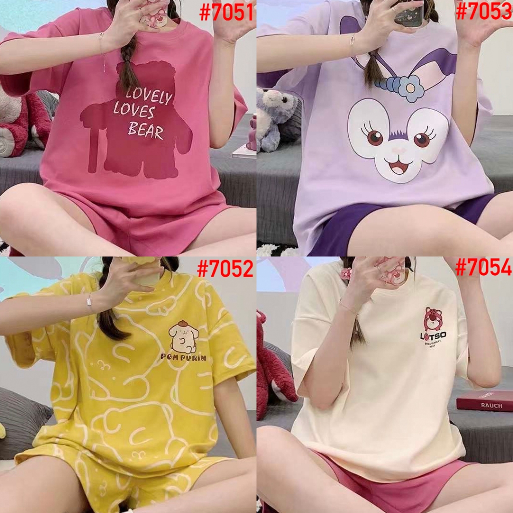 LEISURE WEAR Setelan Piyama Premium Baju Tidur Wanita Import Korea Model HP Atasan Celana Hotpants