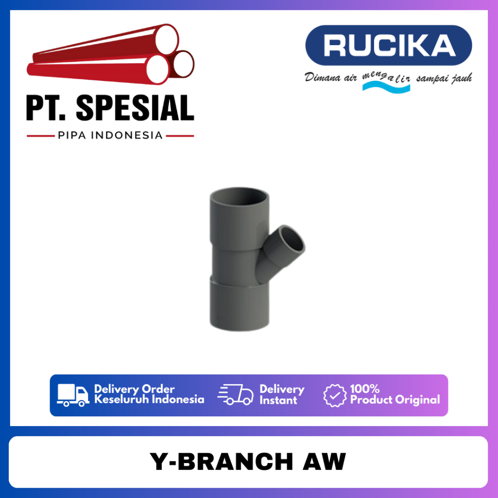 Tee Y PVC AW Rucika / Vlok Tee Y PVC / Y-Branch PVC / Y Branch 4 x 2 AW - 03